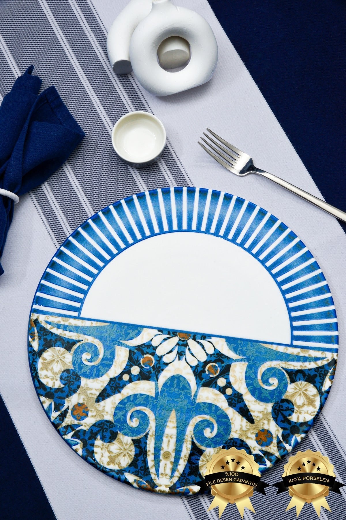 Heda Porselen Azur 32cm 2'li Porcelain Pizza Plate - MALLTURK