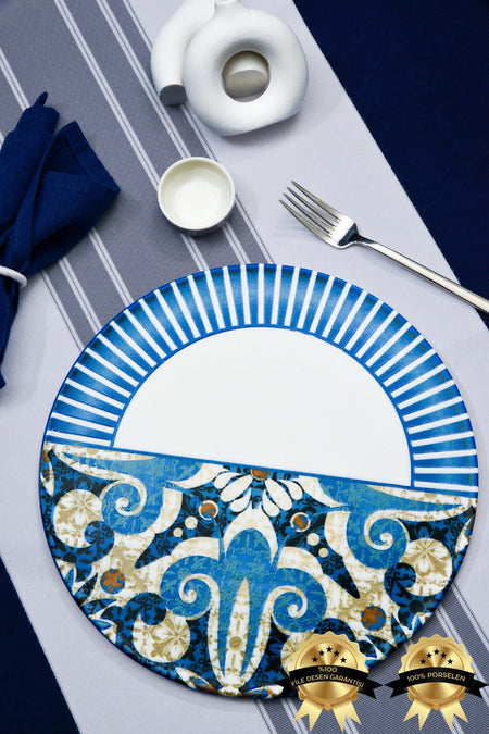 Heda Porselen Azur 32cm 2'li Porcelain Pizza Plate - MALLTURK