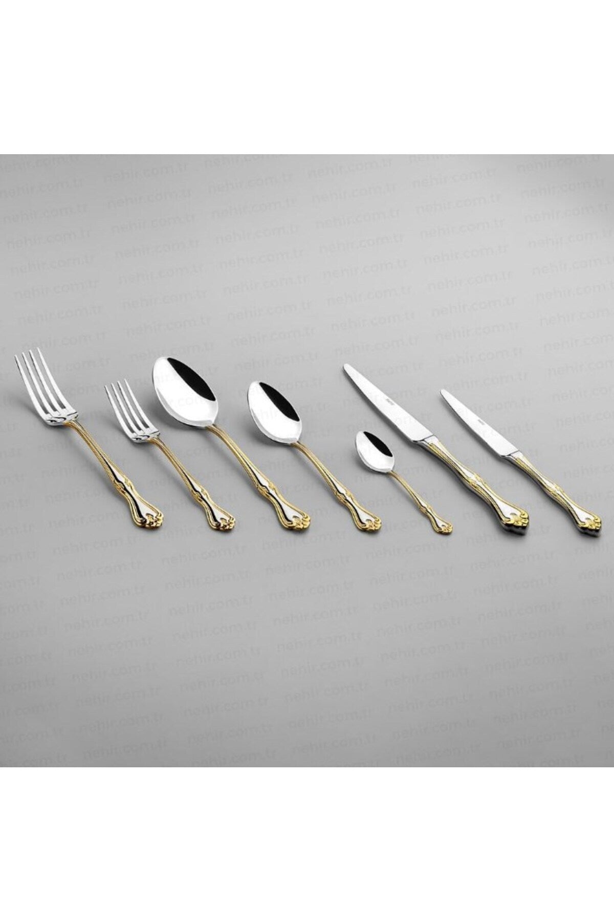 Nehir lalezar altin 12 Piece yemek Knife Set - MALLTURK