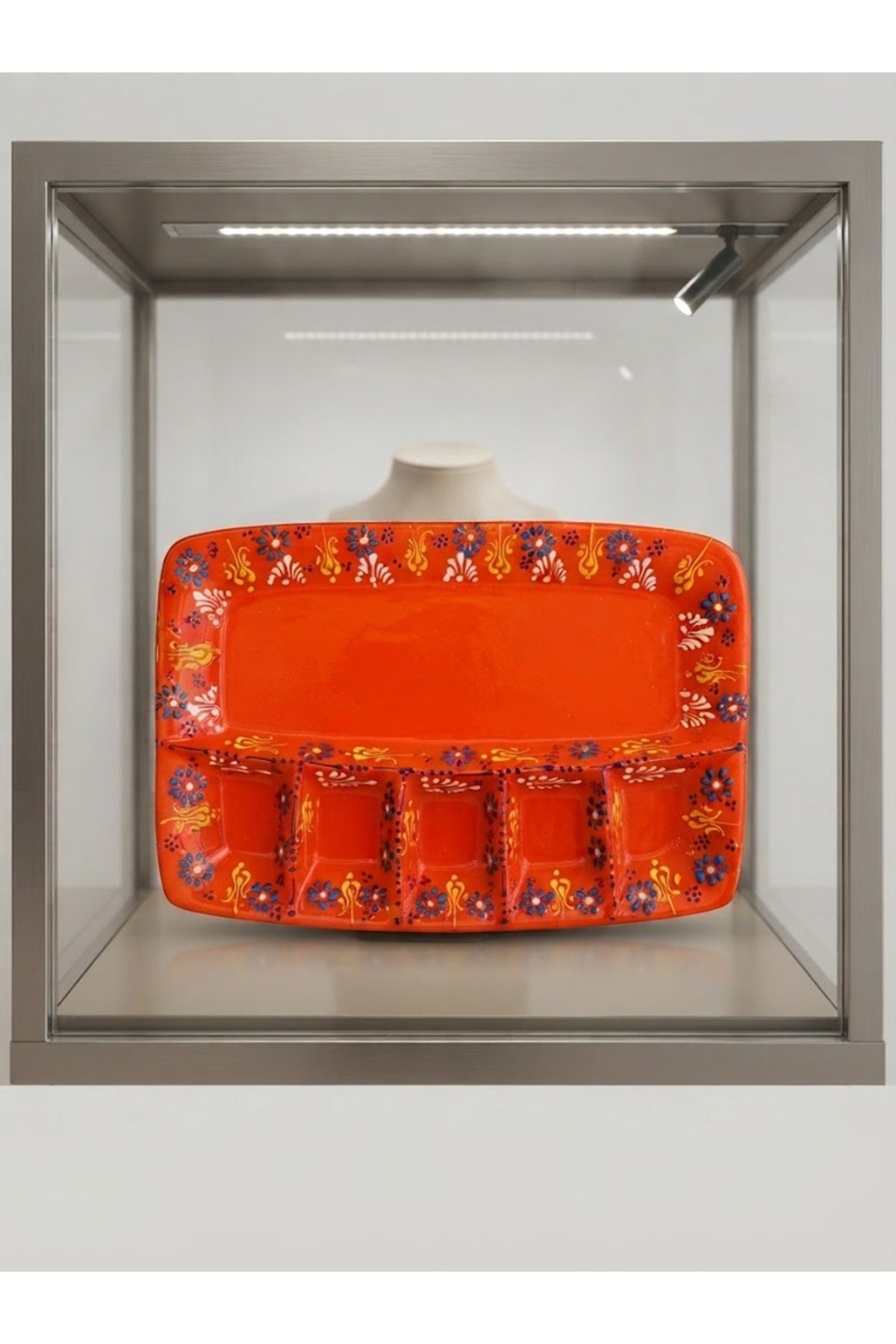 General Brands Traditional Handcrafted Canli Red Cok Bolmeli Ceramic Kahvaltilik and Serving Plate - MALLTURK