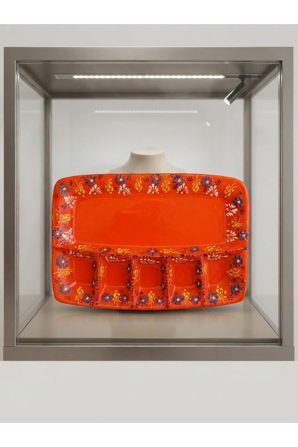 General Brands Traditional Handcrafted Canli Red Cok Bolmeli Ceramic Kahvaltilik and Serving Plate - MALLTURK