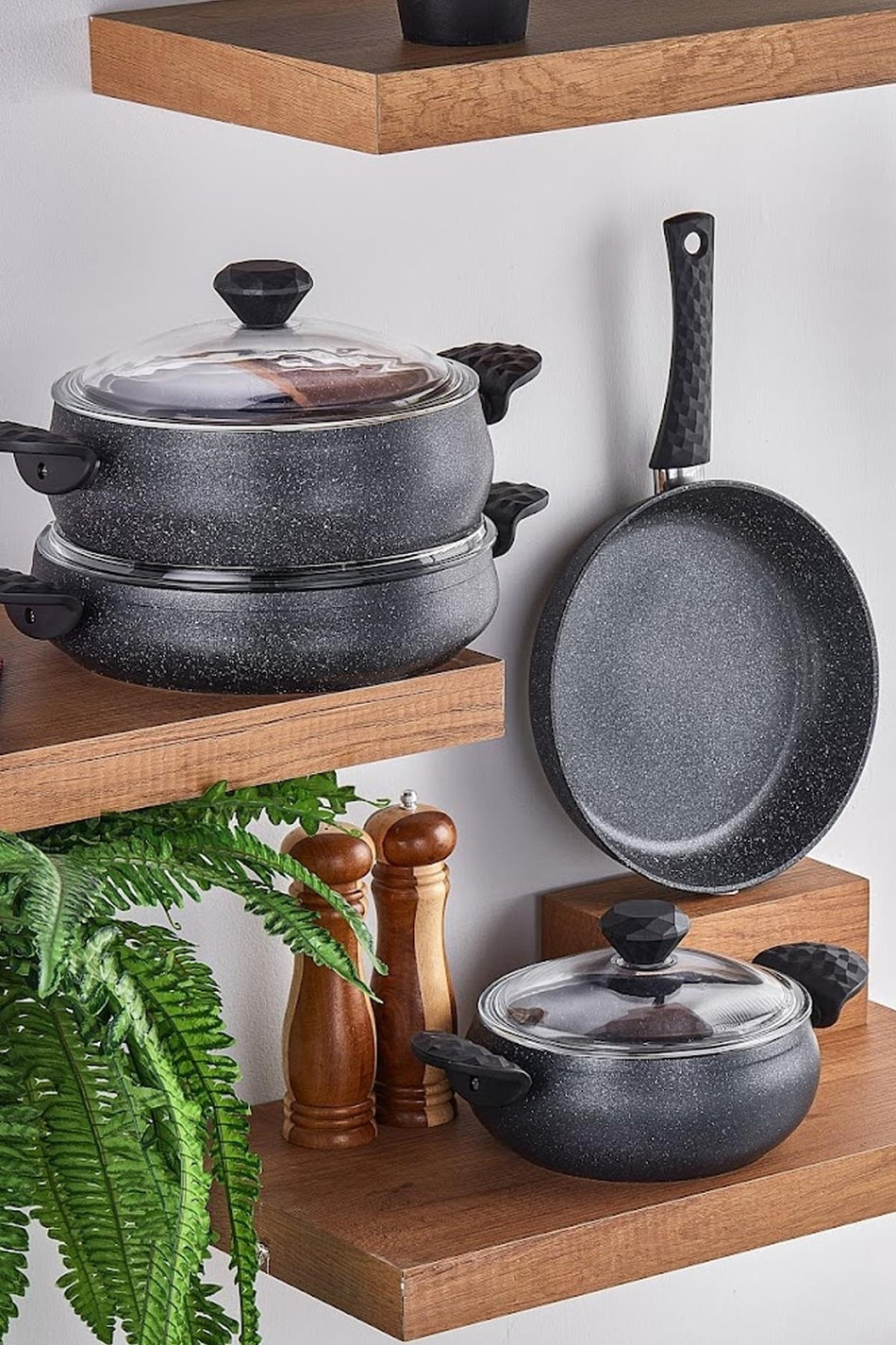 Tac Stone Tombik 7 Piece Cookware Set Uzay Grisi - MALLTURK