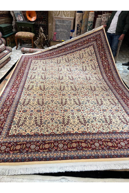 RD RAMAZAN DAG Hand Rug Art Hand-Woven Hereke Rug Signed Seven Mountains Flower Premium Quality Size 336x252 - MALLTURK
