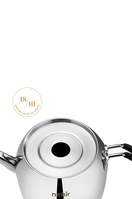 Nehir Modern Maxi Large Size Stainless Steel 1.6-2.5 Lt. Teapot Set - MALLTURK