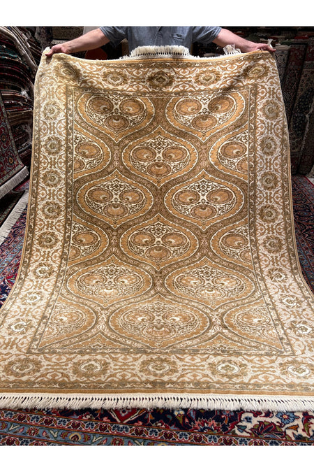 RD RAMAZAN DAG Hand Rug Art Hand-Woven Fine Rug Silk Wool Blend Ottoman Design Fine Craftsmanship Exceptional Size 225x173