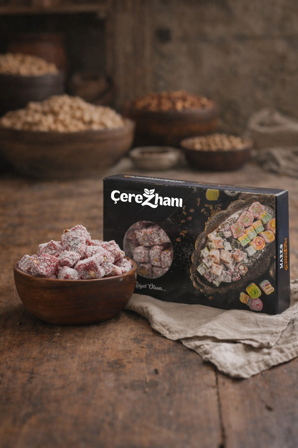 Cerezhani Pomegranate Flavored Pistachio Double Roasted Turkish Delight 500 g - MALLTURK