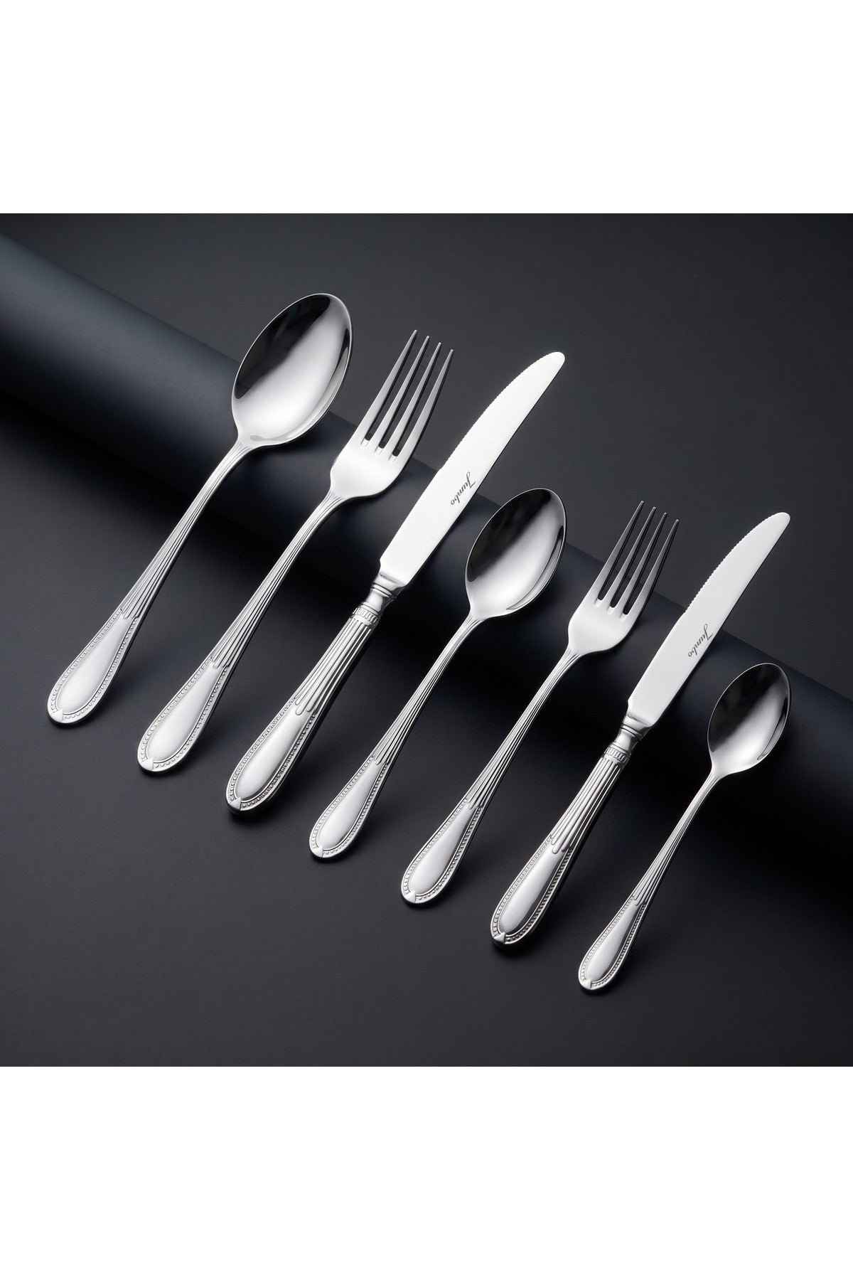 Jumbo 3401 84 Piece 12 Place Setting Steel Flatware Set - MALLTURK