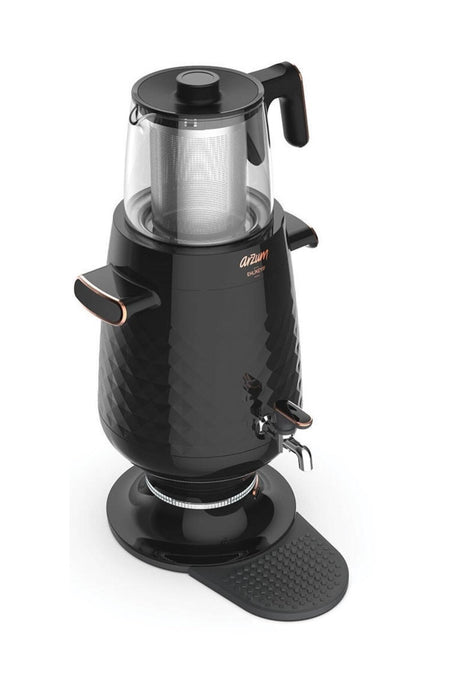 Arzum AR3083 Ehlikeyf Electric Samovar Tea Maker 3.5L 2200W Glass Teapot Automatic Keep Warm Function - Black - MALLTURK