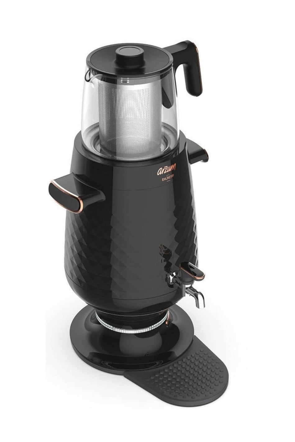 Arzum AR3083 Ehlikeyf Electric Samovar Tea Maker 3.5L 2200W Glass Teapot Automatic Keep Warm Function - Black - MALLTURK