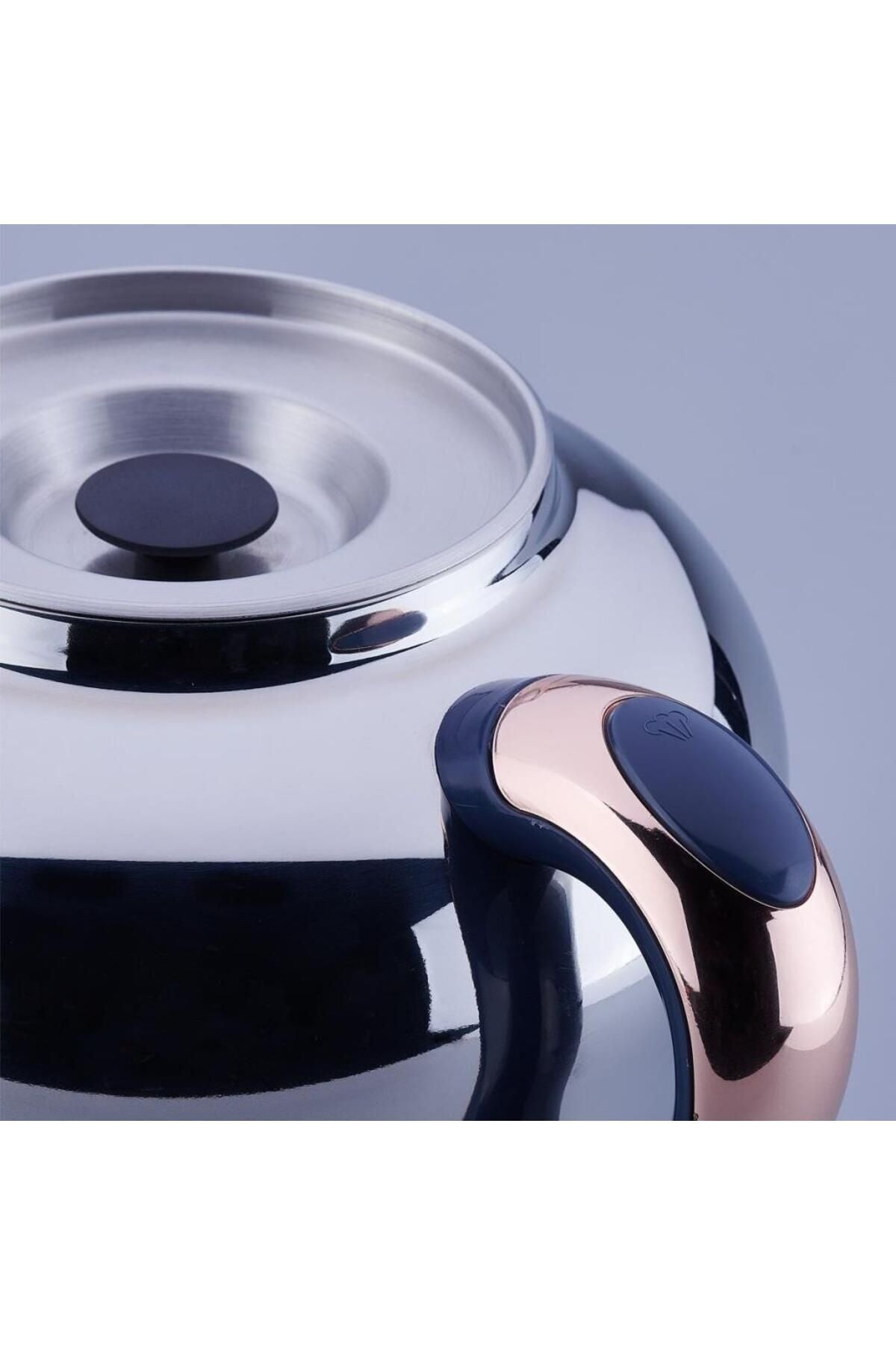 KORKMAZ A843-01 Hanedan Azura inox/Rosegold Samovar - MALLTURK
