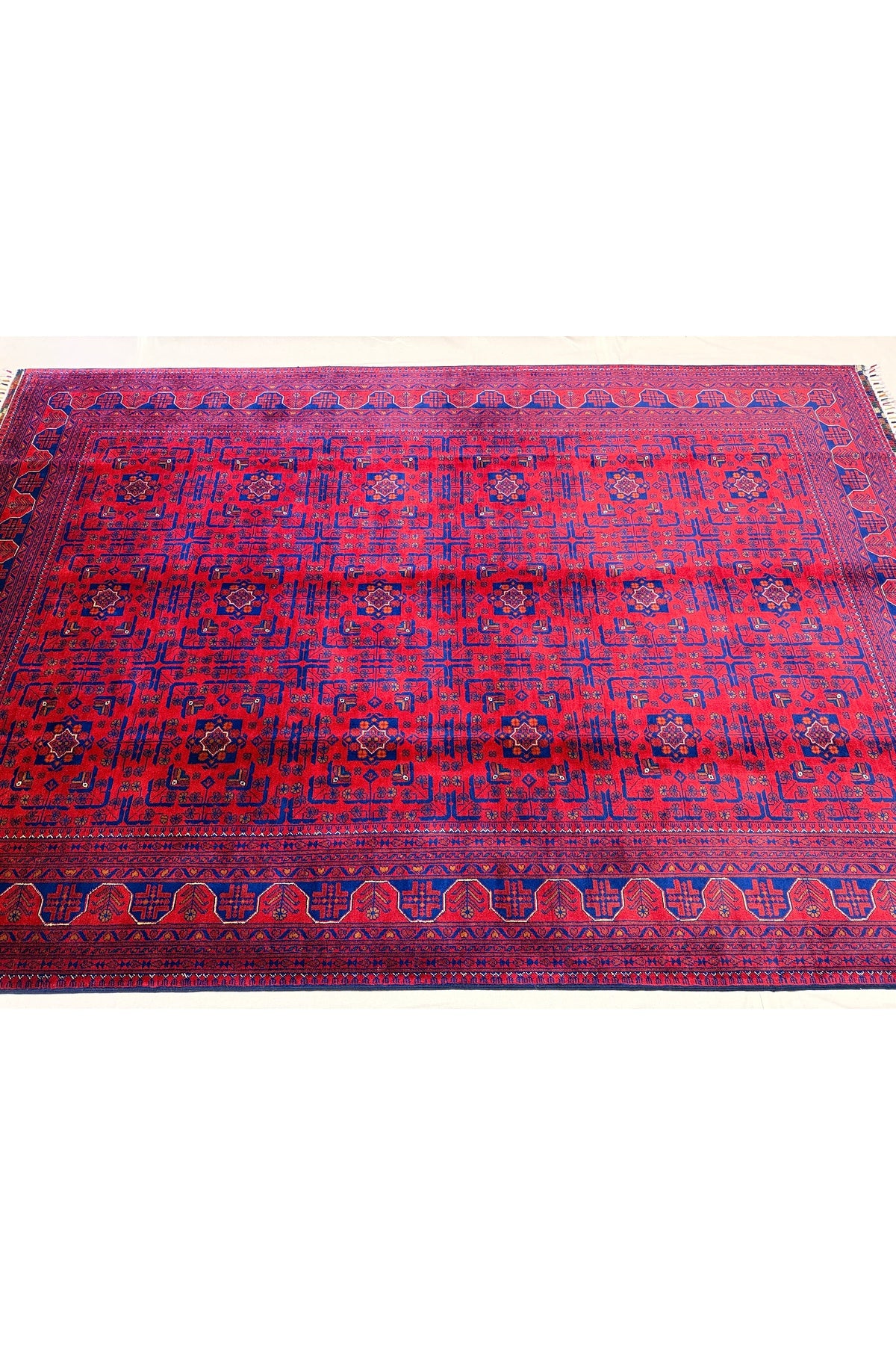 Afghan Rug Hand-Woven 6 Meter 100% Wool Natural Dye Handicraft ile Harika Yildiz Pattern