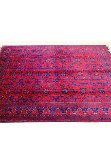 Afghan Rug Hand-Woven 6 Meter 100% Wool Natural Dye Handicraft ile Harika Yildiz Pattern