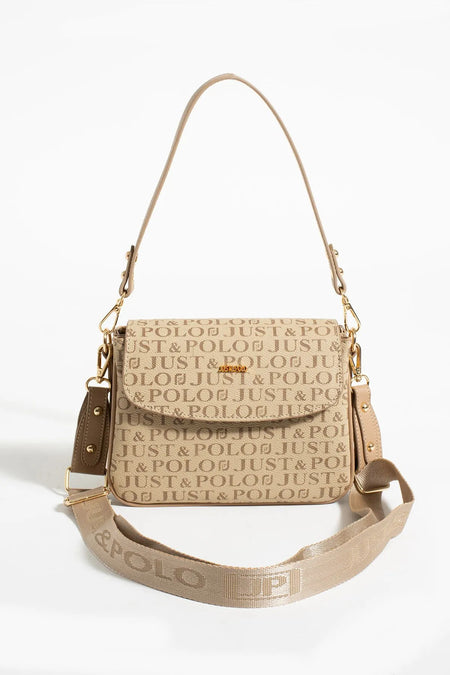 Just Polo Women's Printed Fabric Long Strap Shoulder Bag NEW SEASON-2197 Beige - MALLTURK