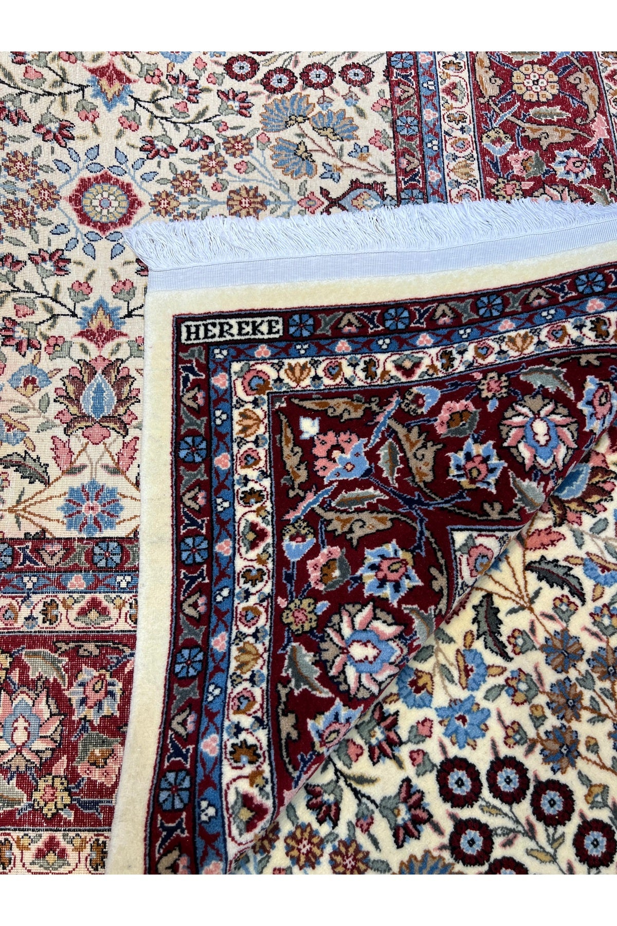 RD RAMAZAN DAG Hand Rug Art Hand-Woven Sumerbank Hereke Rug Signed Seven Mountains Flower Premium Quality Size 300x200 - MALLTURK