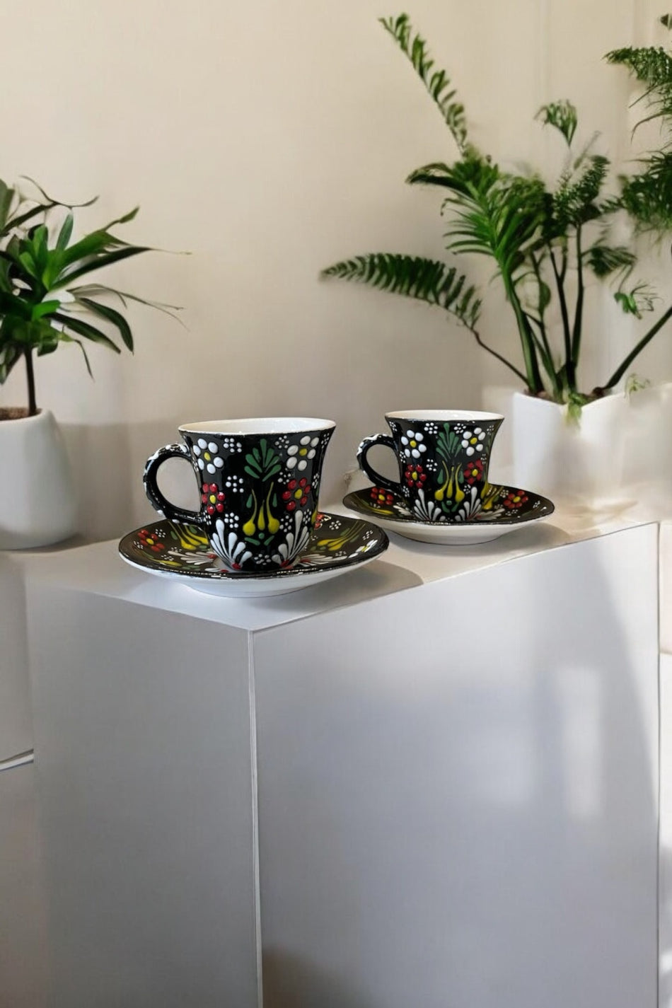 Eporselen Lace 2-Person 4-Piece Ceramic Coffee Cup Set - MALLTURK