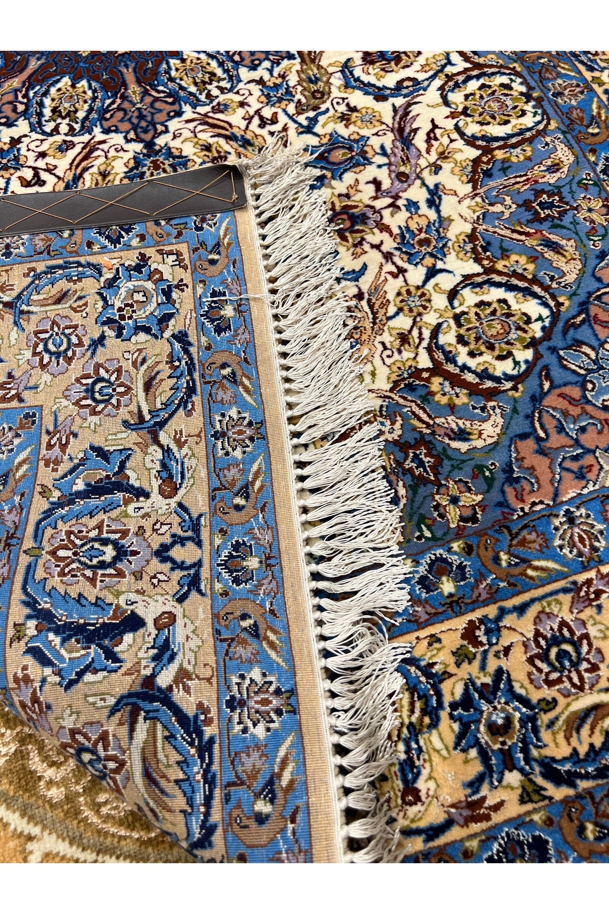 RD RAMAZAN DAG Hand Rug Art Hand-Woven Iranian Silk Blend Isfahan Rug Quality Exceptional Size 160x110 - MALLTURK