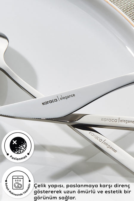 Karaca new porto elegance 60 Piece 12 Place Setting Flatware Set - MALLTURK