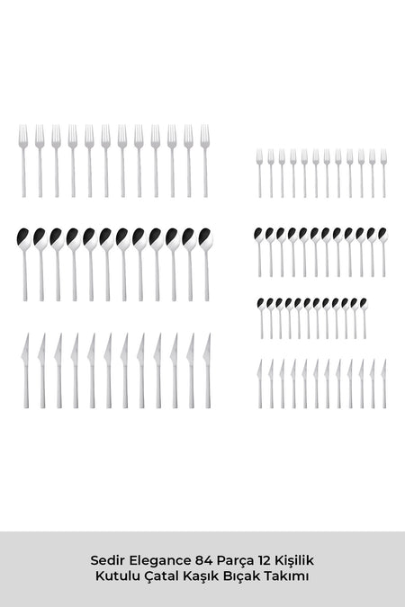 Emsan sedir elegance 84 Piece 12 Place Setting Flatware Set Boxed - MALLTURK