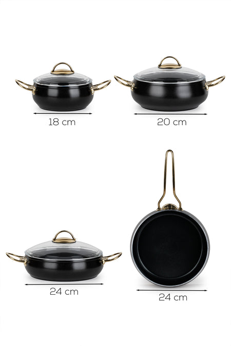 Lines L-5094 Yonca Guvec 7 Piece Kure Cookware Set Altin Kulp