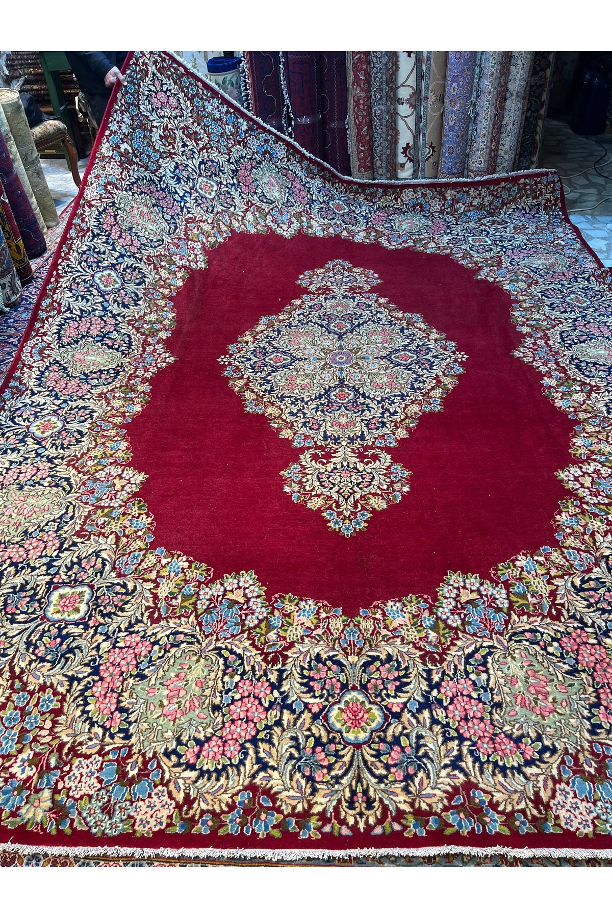 RD RAMAZAN DAG Hand Rug Art Hand-Woven Iranian Kirman Rug 2 El Size 370x276