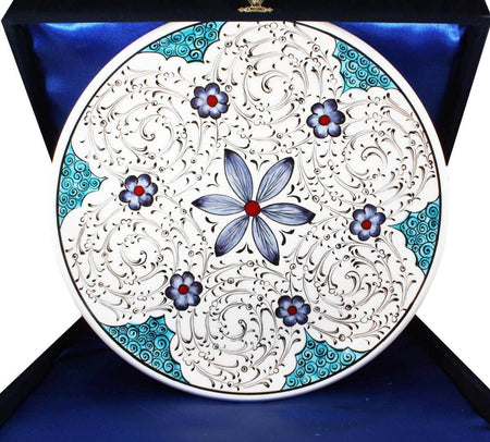 Cini Evi Ozur Dilerim Gift Special Design Flower Iznik Tile Plate - MALLTURK