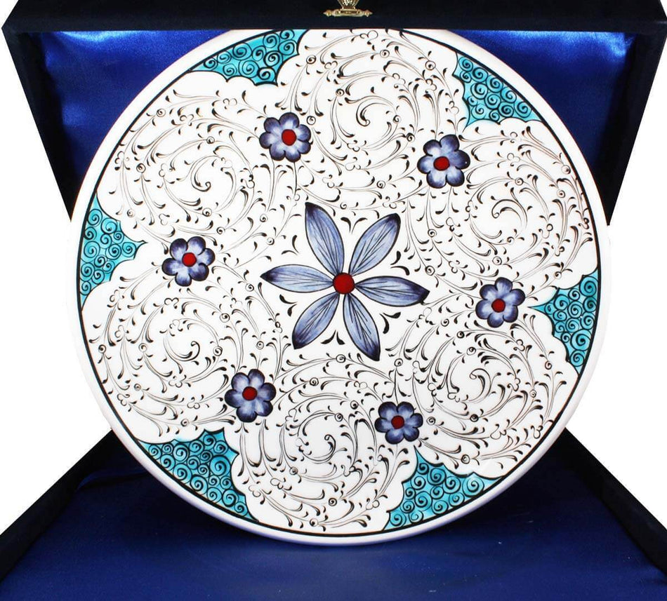 Cini Evi Ozur Dilerim Gift Special Design Flower Iznik Tile Plate - MALLTURK