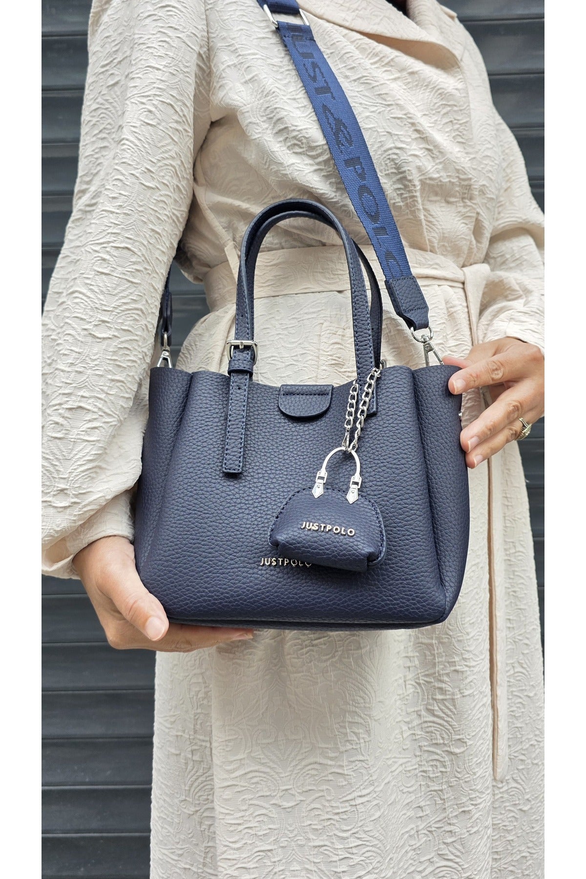 Just Polo Women's New Season 3-Compartment Luxury Soft Leather Adjustable Crossbody Stylish Shoulder Bag Dark Blue - MALLTURK