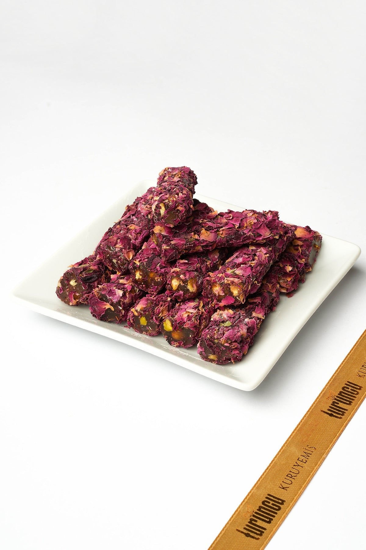 Turuncu Kuruyemis Pistachio Rose Petal fitil Turkish Delight 250 g - MALLTURK