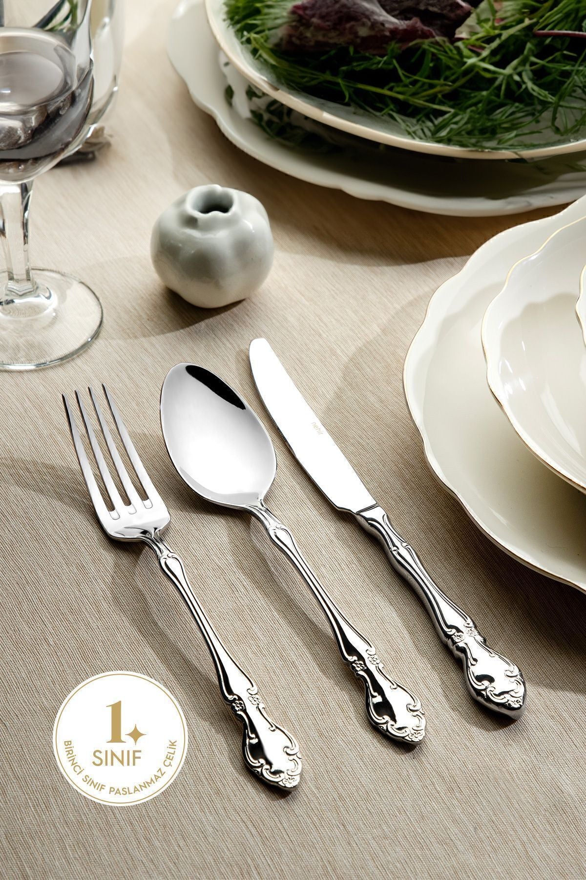 Nehir adriana Plain 12 Place Setting 89 Piece Boxed Flatware Set - MALLTURK