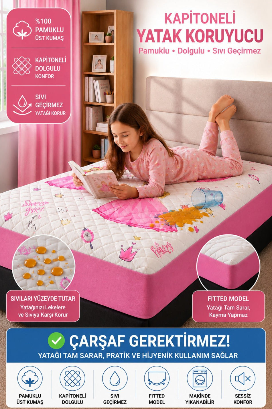 Mislina Home Waterproof Cotton Quilted Fitted Mattress Protector - MALLTURK