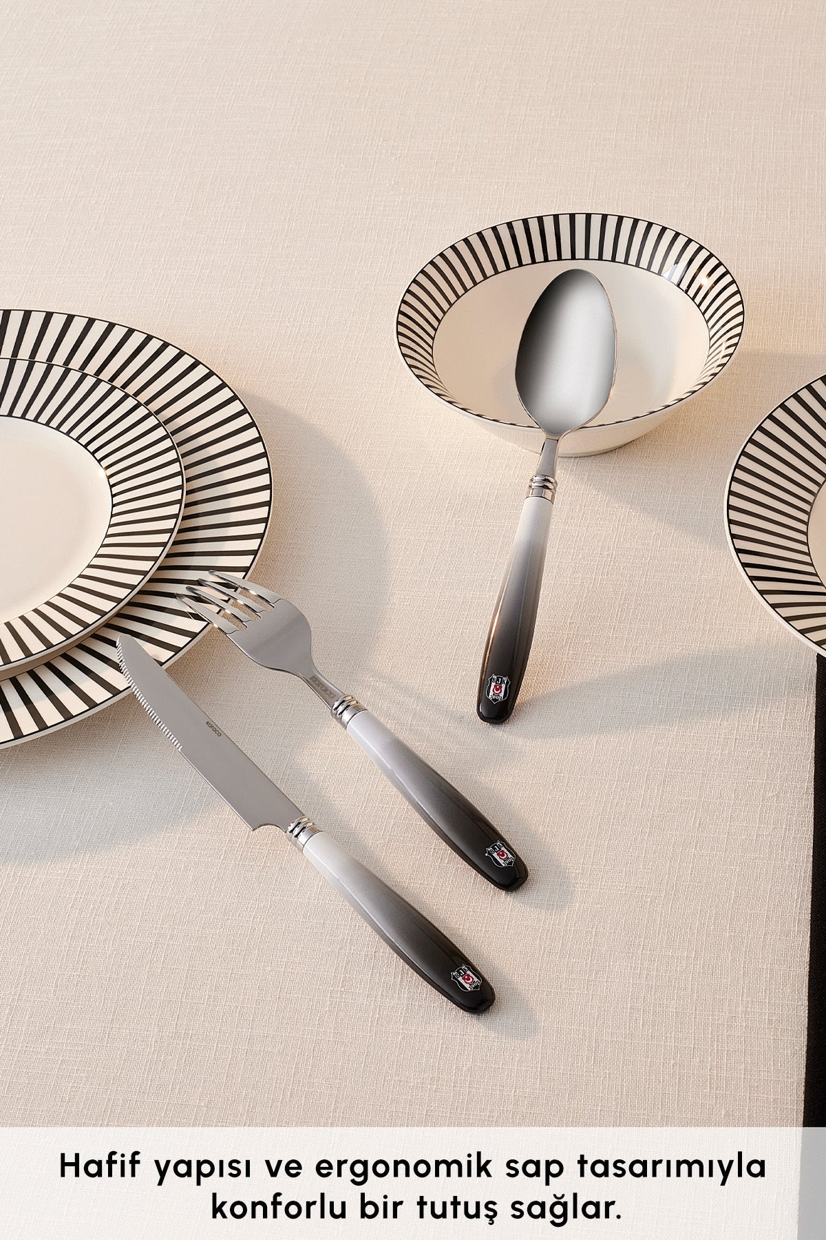 Karaca x besiktas lisansli 18 Piece 6 Place Setting Flatware Set - MALLTURK
