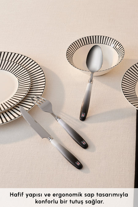 Karaca x besiktas lisansli 18 Piece 6 Place Setting Flatware Set - MALLTURK
