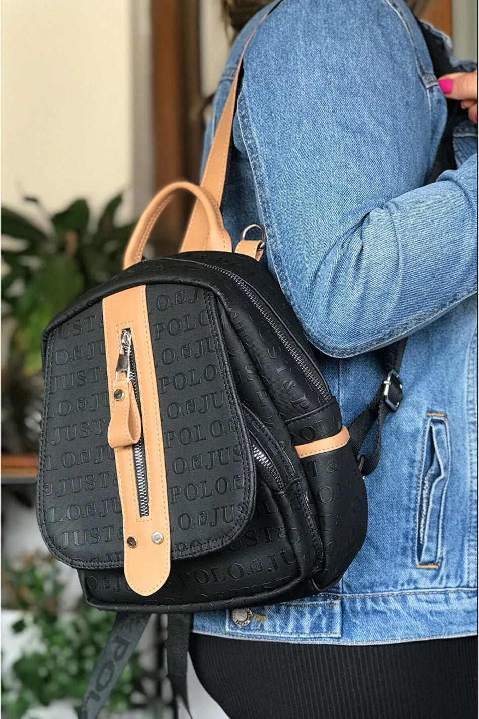 Just Polo 4058 Black Camel Shoulder Bag - MALLTURK