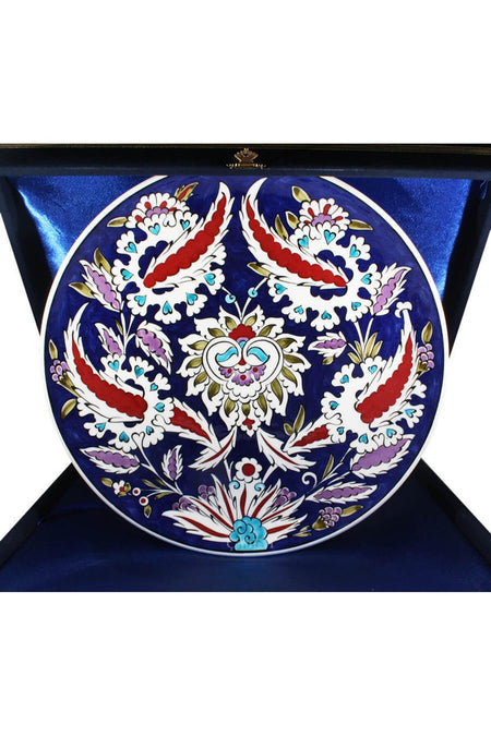 Cini Evi Hatayi Motif Iznik Tile Plate - MALLTURK