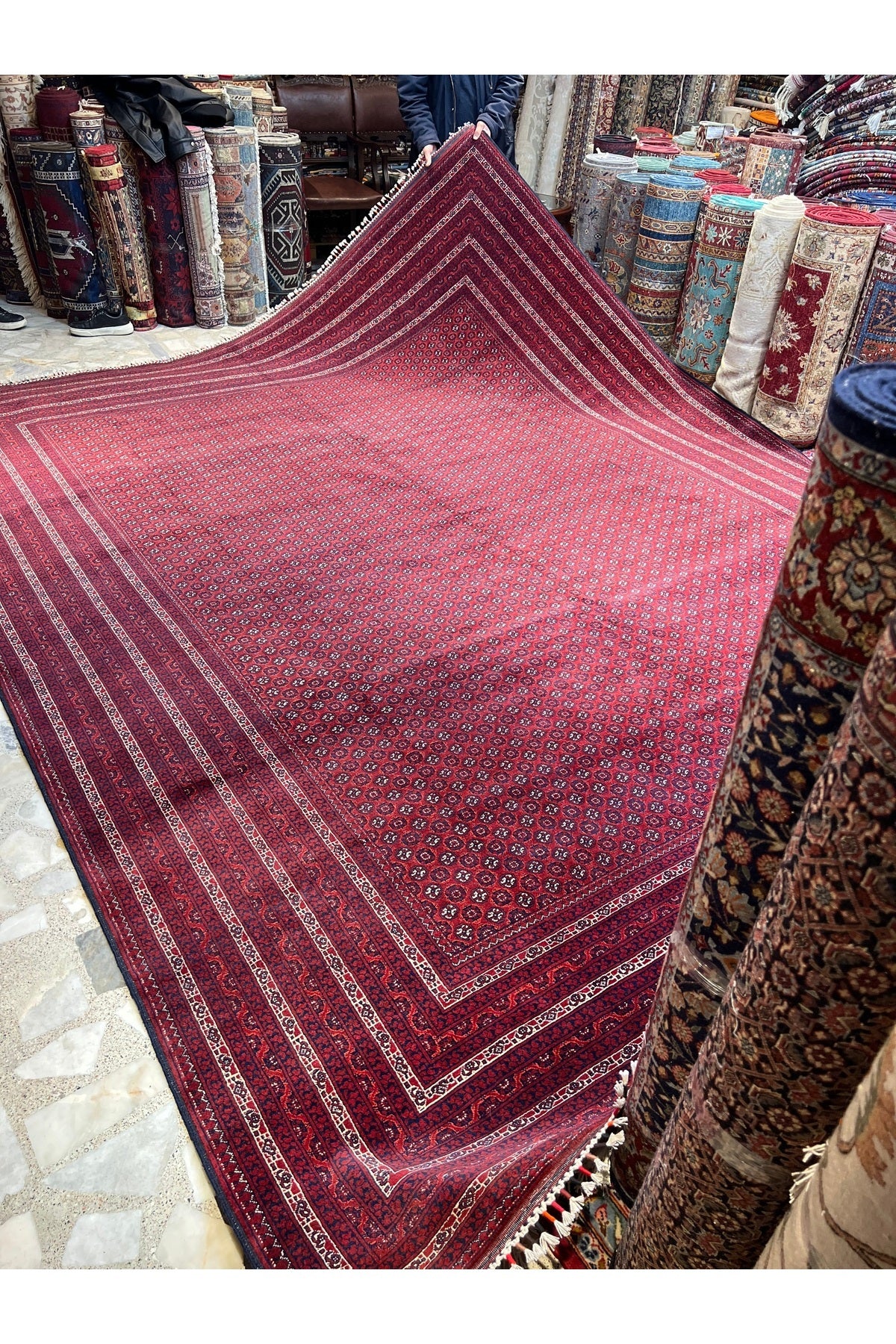 RD RAMAZAN DAG Hand Rug Art Hand-Woven Afgan Haca Roshnai Rug Premium Quality Size 390x300 - MALLTURK