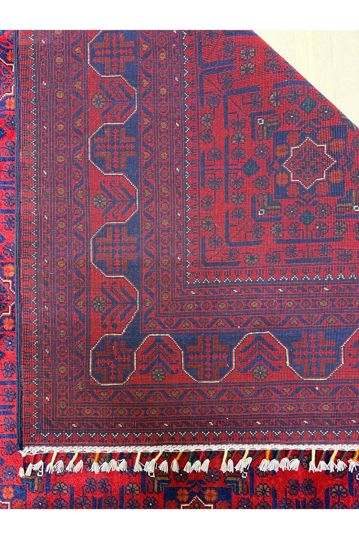 Afghan Rug Hand-Woven 6 Meter Bilecik Design 100% Wool Natural Dye Handicraft ile Harika Yildiz Pattern