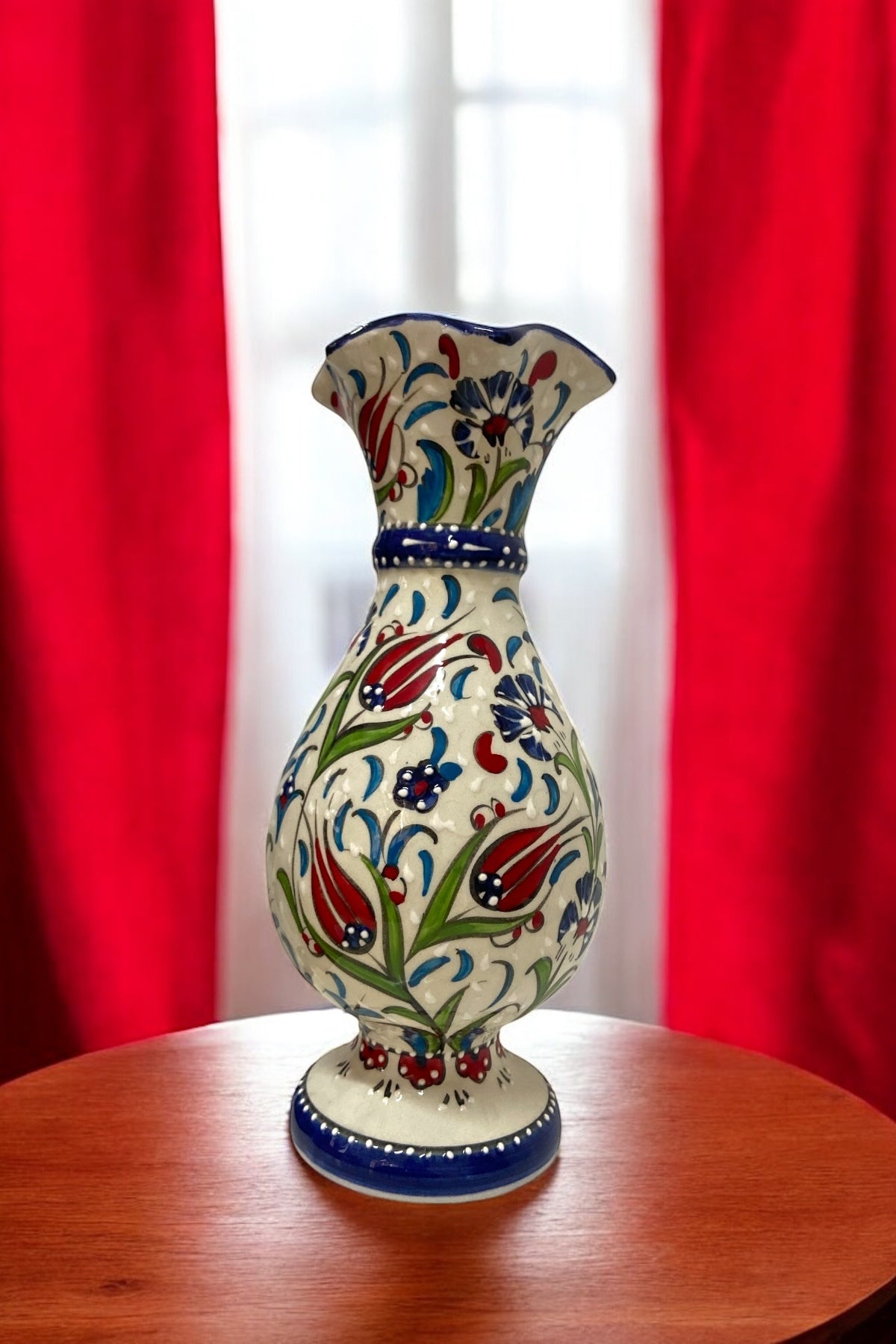 STORESZA Handcrafted Traditional Ceramic Vase - 30cm White - MALLTURK