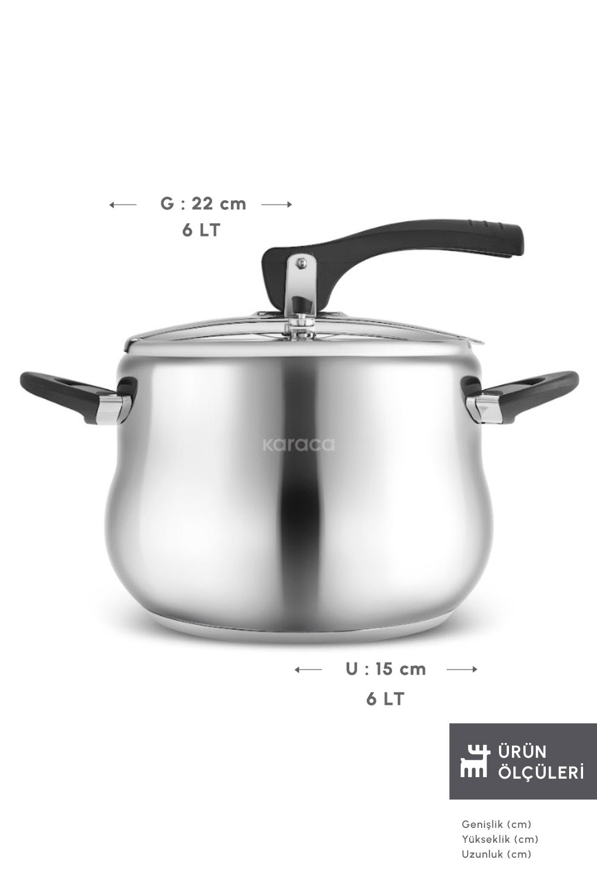 Karaca Retro Stainless Steel induction Base Pressure Cooker 6 Lt - MALLTURK