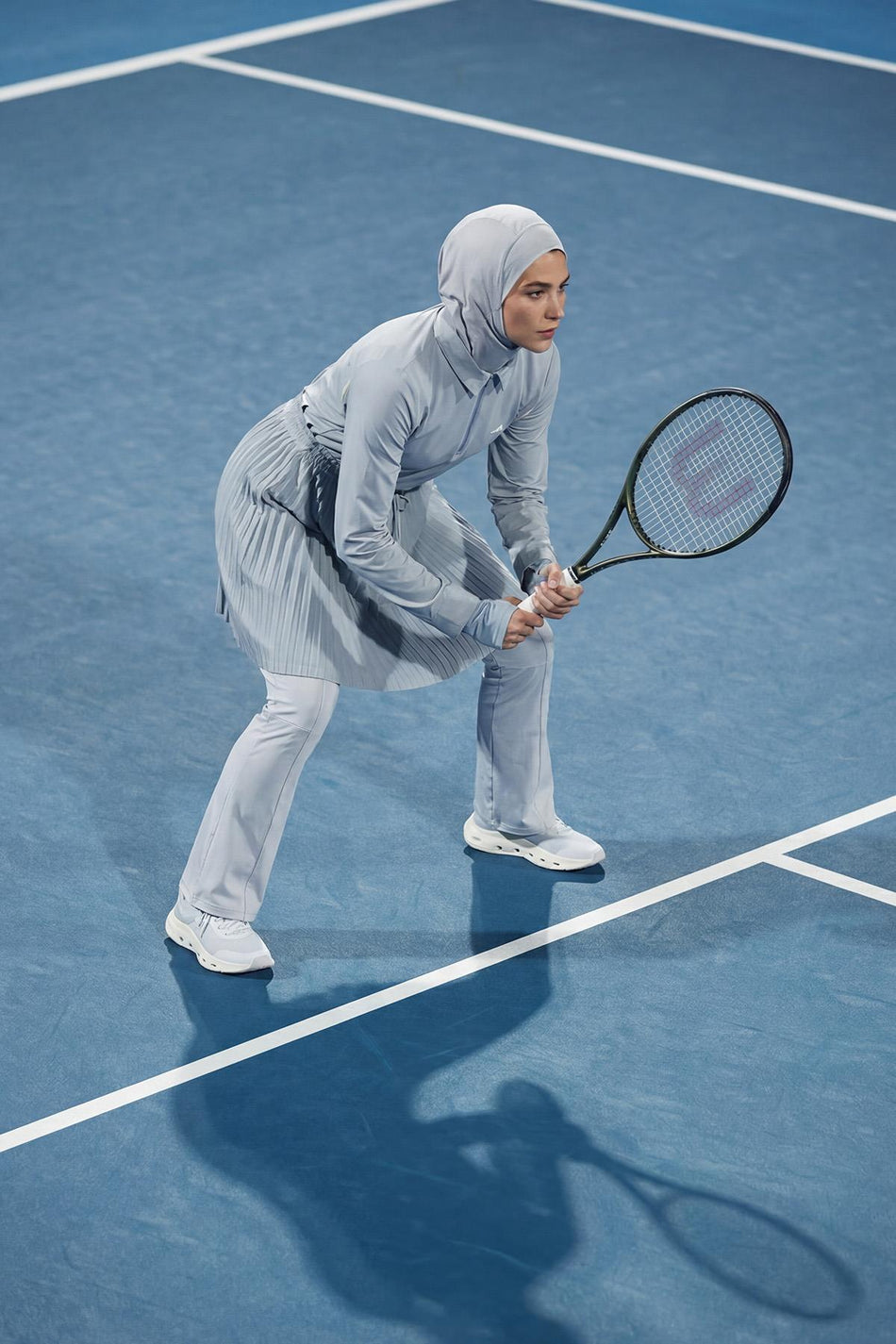 Hasema Active H-Per Fit Pleated Blue Modest Tennis Top ACT-41