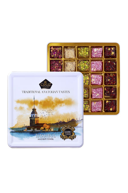 Cerez pazari Gift Box metal kutuda kral Turkish Delight 500g Assorted spesiyal Pistachio Hazelnut and Walnut - MALLTURK