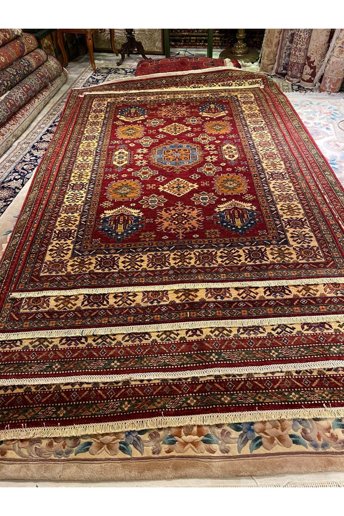 RD RAMAZAN DAG Hand Rug Art Hand-Woven Afgan Sirvan Rug Cotton Base Wool Weave olup Natural Dye 4 Pieces Available - MALLTURK