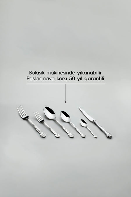 Nehir lalezar Satin 12 Place Setting 72 Piece Boxed Flatware Set - MALLTURK