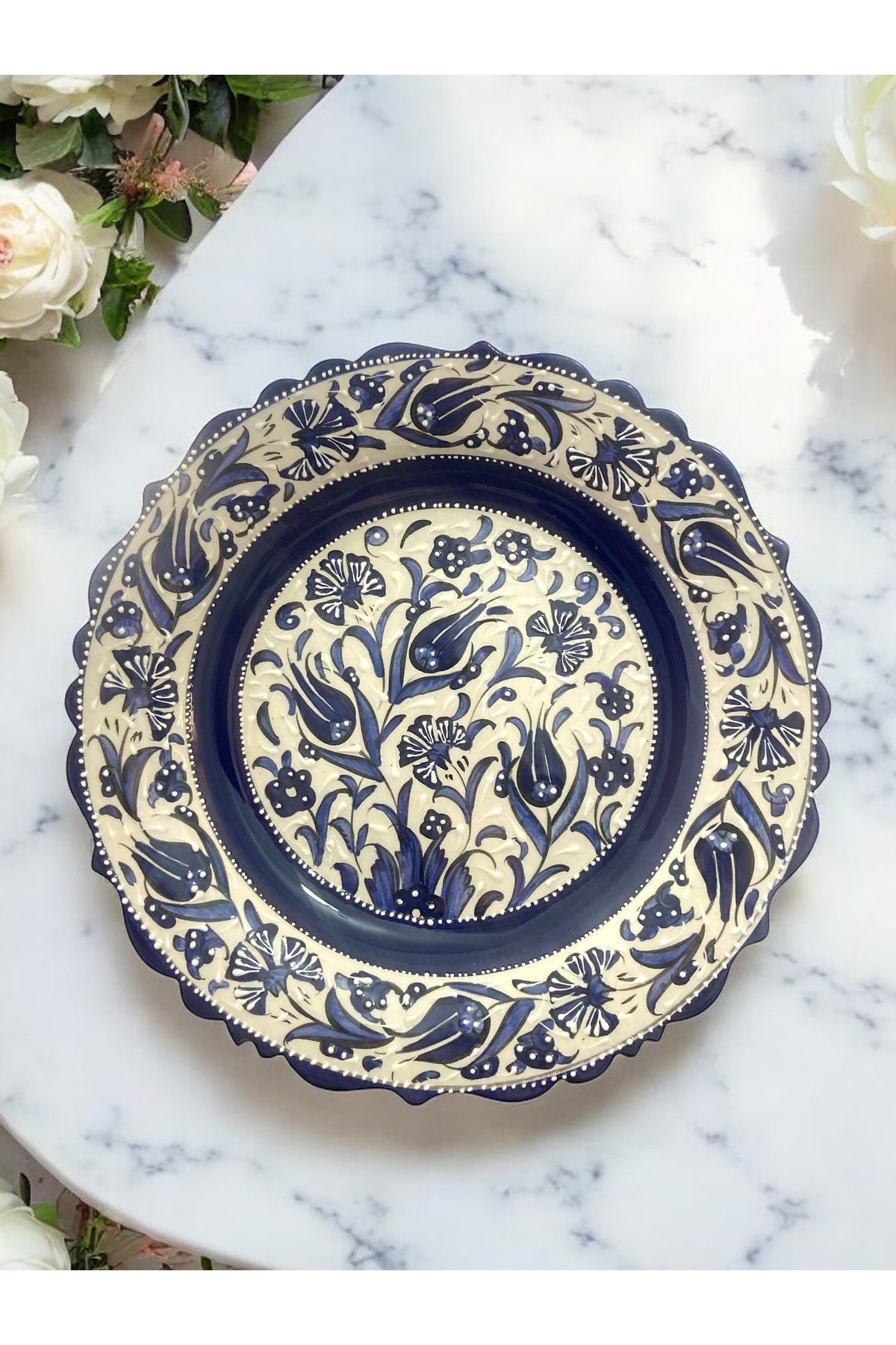 STORESZA Handmade 30 cm Kutahya Tile Plate Traditional and Modern Sikligin Bulusmasi - MALLTURK