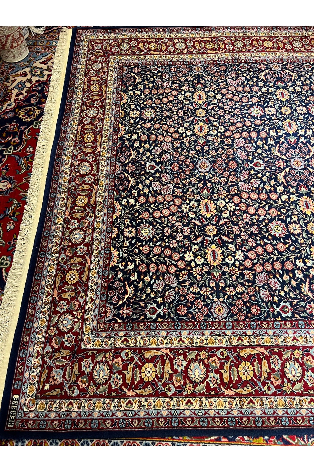RD RAMAZAN DAG Hand Rug Art Hand-Woven Hereke Rug Signed Seven Mountains Flower Magnificent Bir Eser Size 290x200. - MALLTURK