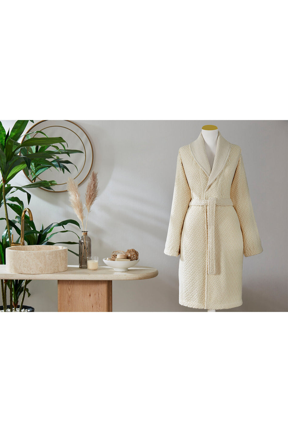 Ozdilek Cotton Garden Shawl Collar Bathrobe