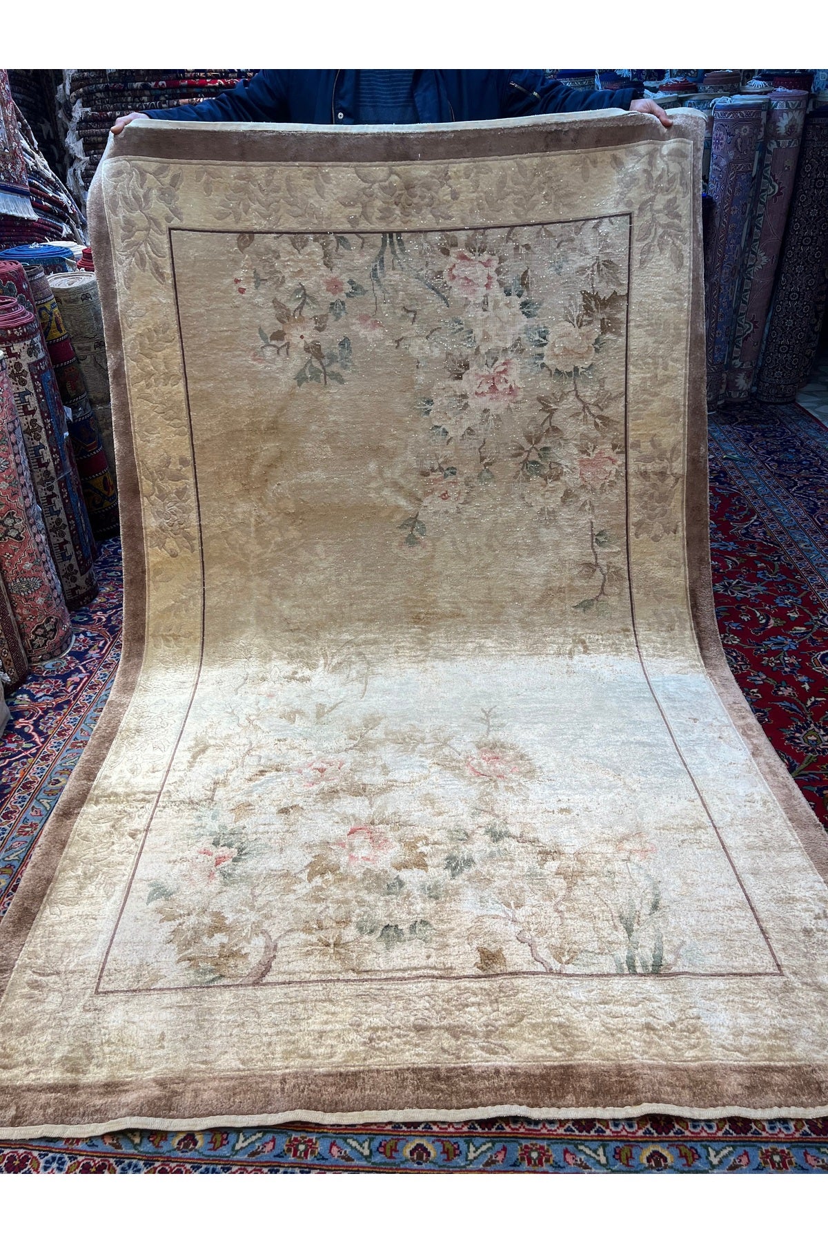 RD RAMAZAN DAG Hand Rug Art Hand-Woven Carved Chinese Silk Rug Size 240x153 - MALLTURK