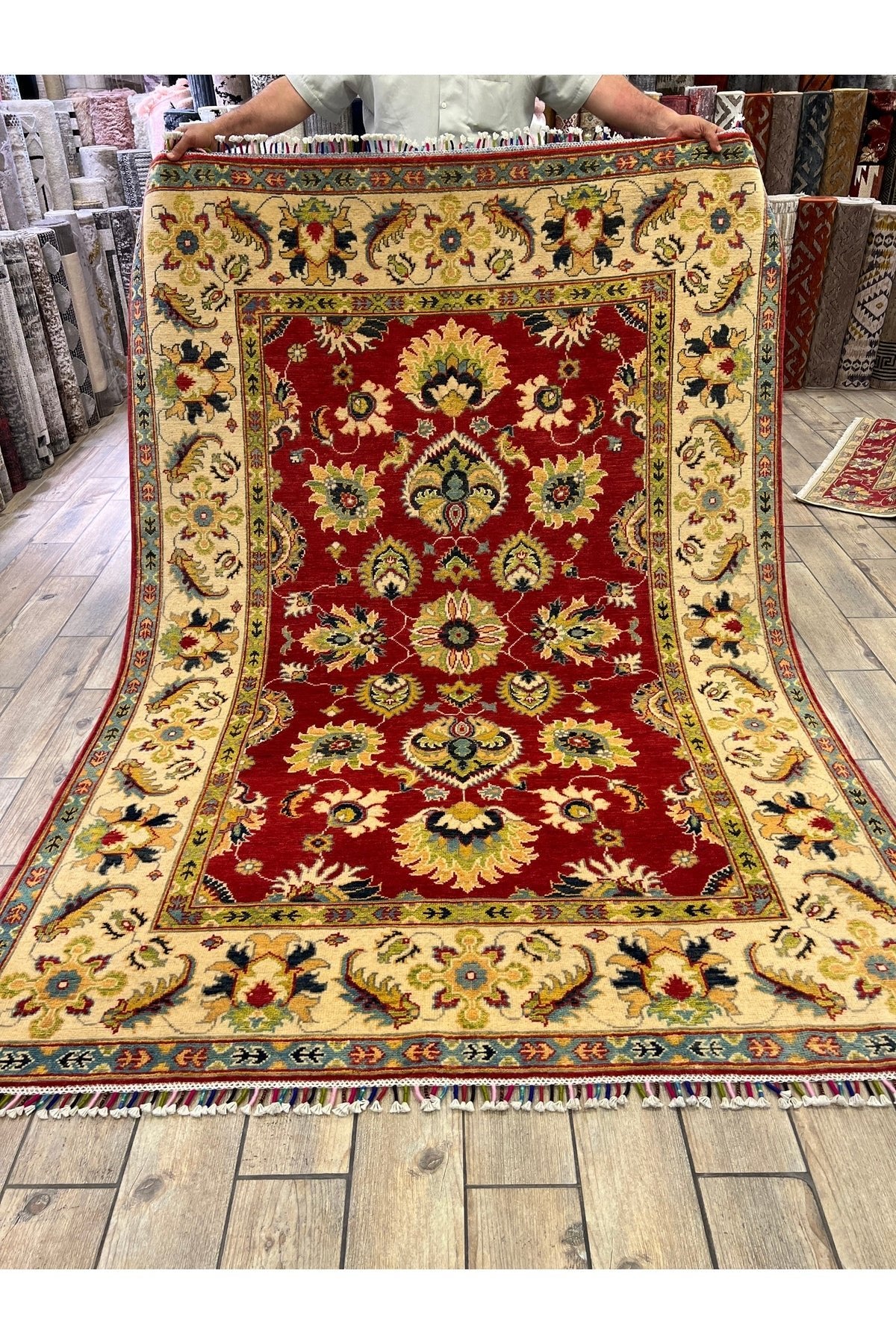 RD RAMAZAN DAG Hand Rug Art Hand-Woven Afgan Rug Cotton Base Wool Weave olup Natural Dye Size 2.37x1.80 - MALLTURK