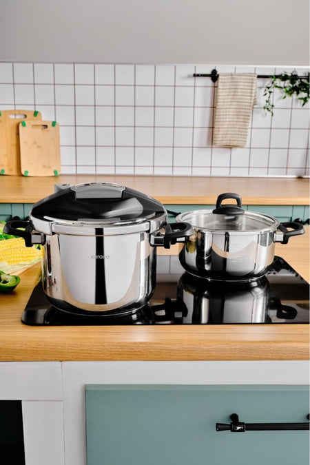 Karaca Perfect Gray induction Base Pressure Cooker Set 4+6 Liters - MALLTURK