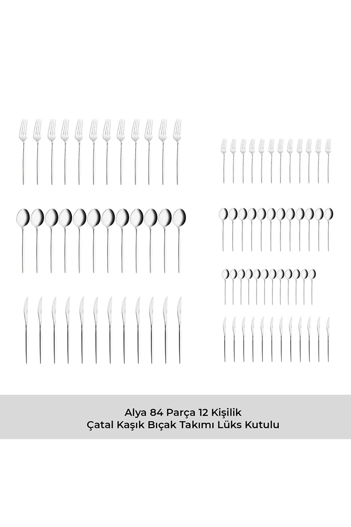 Emsan alya 84 Piece 12 Place Setting Flatware Set luks Boxed - MALLTURK
