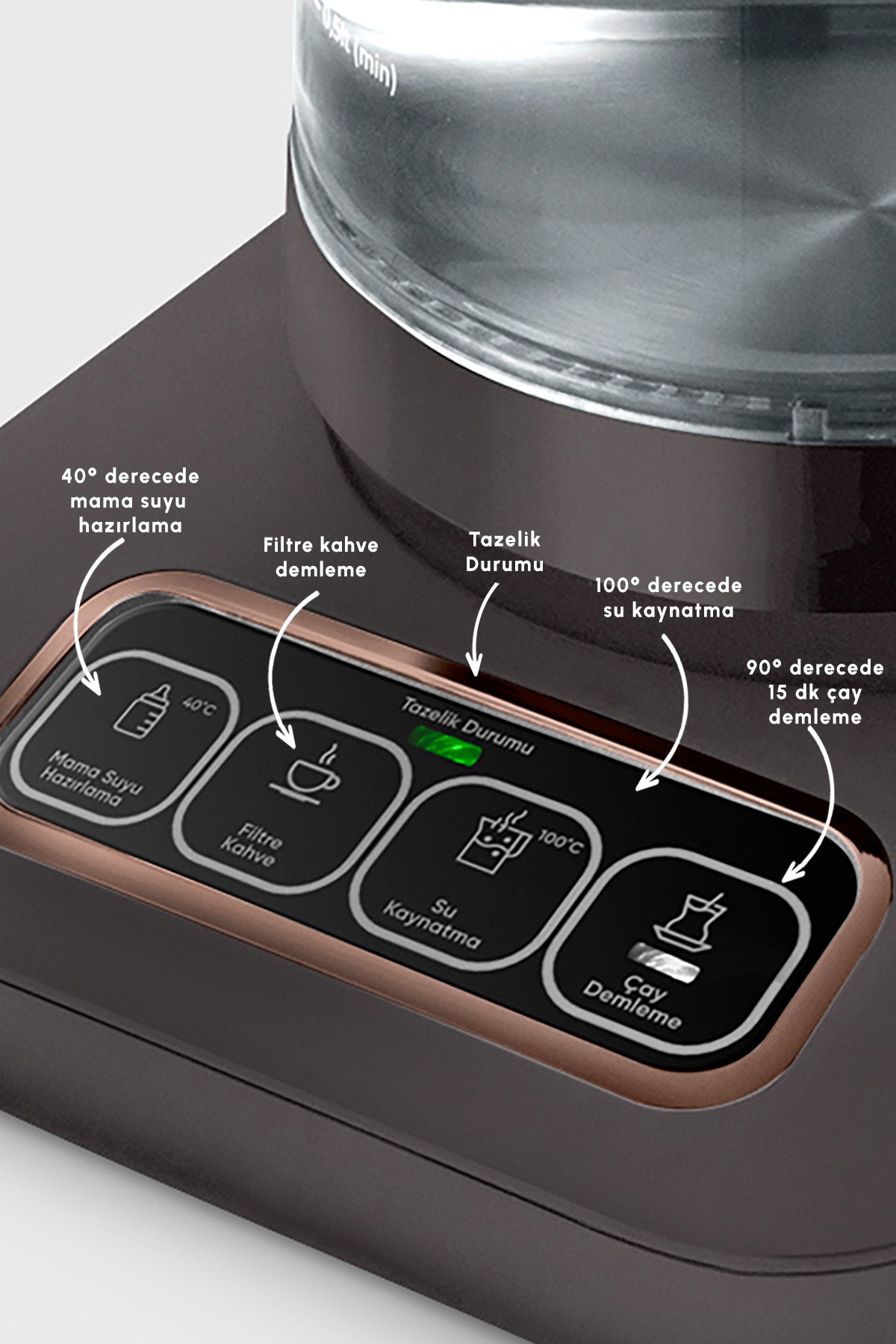 Karaca Tea Lover Robotea Pro Connect 4 in 1 Talking Glass Tea Maker Walnut Brown - MALLTURK